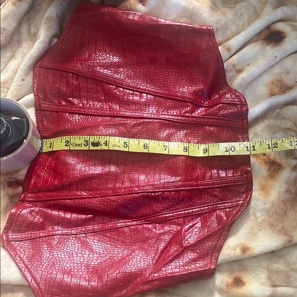 Red Croc-Embossed Corset Top - Picture 7 of 7